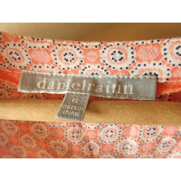 Daniel Rainn Petite Large Pink Patterned Blouse Top Shirt Geometric Pattern - Picture 6 of 8